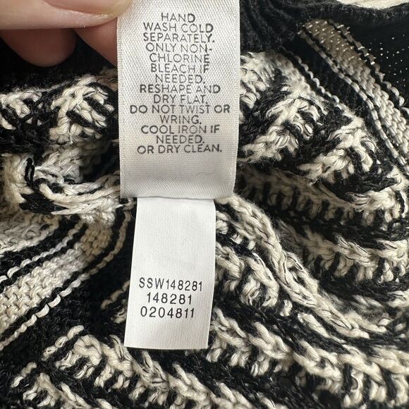 J Jill Women Oversized Sweater Size Small Knit Stripe Linen Blend Black White - Picture 8 of 10